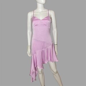 BCBG New York Orchid Asymmetrical Ruffle Sweetheart Neck Sleeveless Dress‎